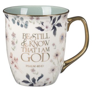 Be Still Teal Meadow Ceramic Coffee Mug - Psalm 46:10