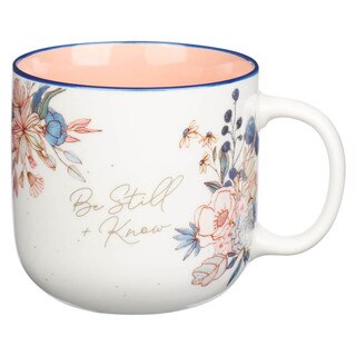 Be Still and Know Peach Blossom Ceramic Coffee Mug - Psalm 46:10