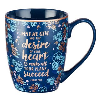 Desire of Your Heart Navy Ceramic Coffee Mug - Psalm 20:4