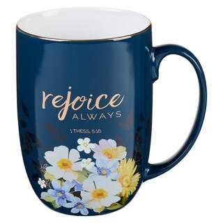 Rejoice Always Blue Ceramic Coffee Mug – 1 Thessalonians 5:16