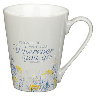 God Will Be With You Taupe Ceramic Coffee Mug – Joshua 1:9