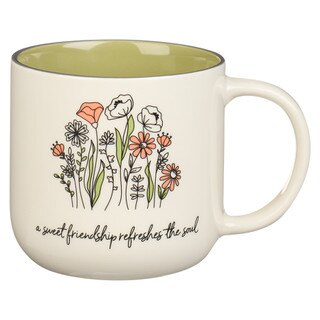 A Sweet Friendship White and Green Ceramic Mug - Proverbs 27:9