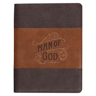 Man of God Honey-brown and Espresso Executive Padfolio - 1 Timothy 6:11