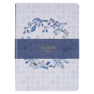 Faith Love and Grace Blue Floral Tile Notebook Set