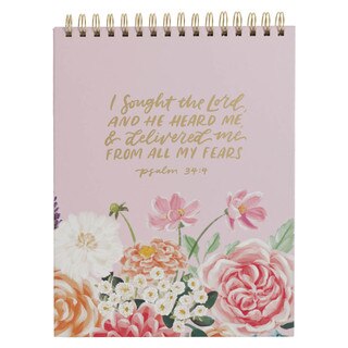 He Delivered Me Lilac Floral Spiral Notepad - Psalm 34:4