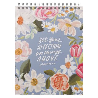 Things Above Blue Floral Wirebound Notepad - Colossians 3:2