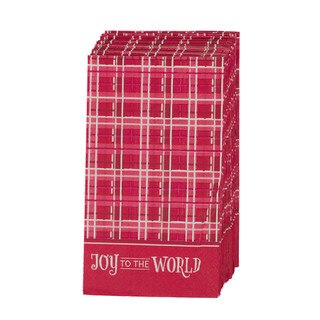 Joy to the World Red Plaid Paper Napkin Set