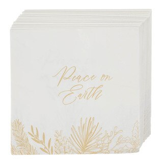 Peace on Earth Golden Pine Beverage Paper Napkin Set