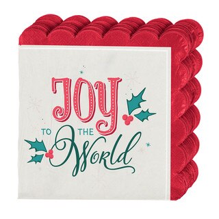 Joy to the World Red Scalloped Paper Napkin Set 