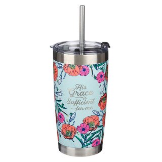 His Grace Stainless Steel Travel Mug With Reusable Stainless Steel Straw