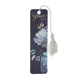 Grace Blue Floral Bookmark with Tassel - Ephesians 2:8