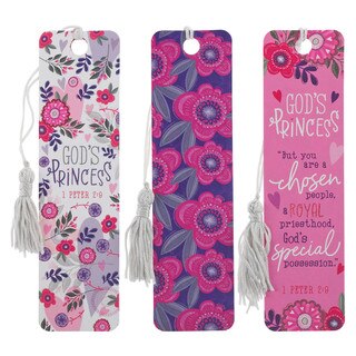 God's Princess Pink Floral Paper Bookmark Set - 1 Peter 2:9