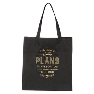 The Plans Black Reusable Non-woven Shopping Tote Bag - Jeremiah 29:11