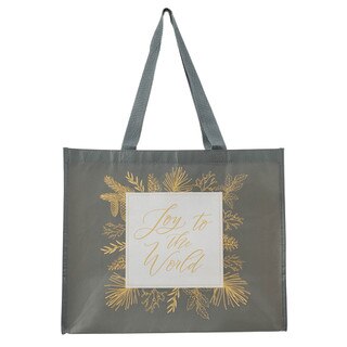 Joy to the World Gray Reusable Shopping Tote Bag