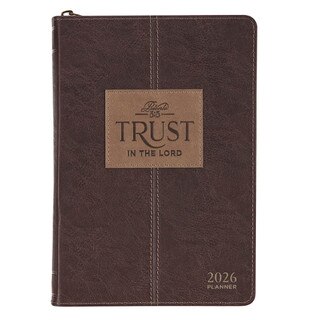 2026 Trust in the Lord Brown Faux Leather Executive Planner with Zipper Closure - Proverbs 3:5