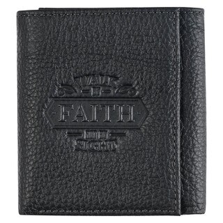 Walk by Faith Black Genuine Leather Wallet - 2 Corinthians 5:7