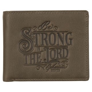 Be Strong in the Lord Charcoal-Brown Genuine Leather Wallet - Ephesians 6:10