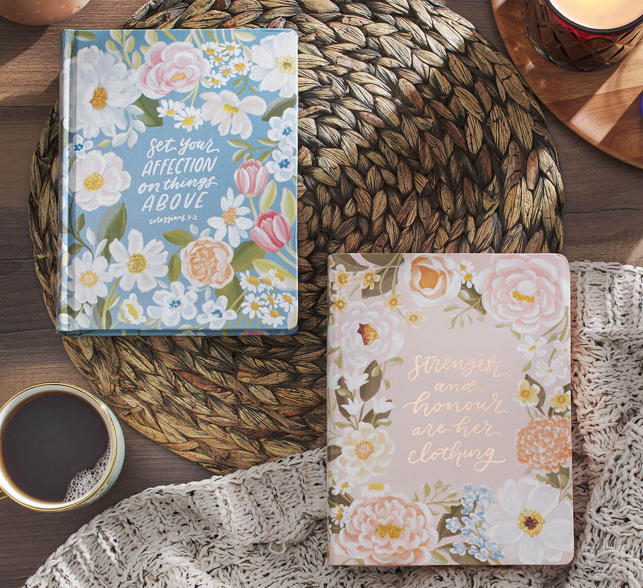 Loveall floral gift collection featuring Bibles, journals and gratitude jars